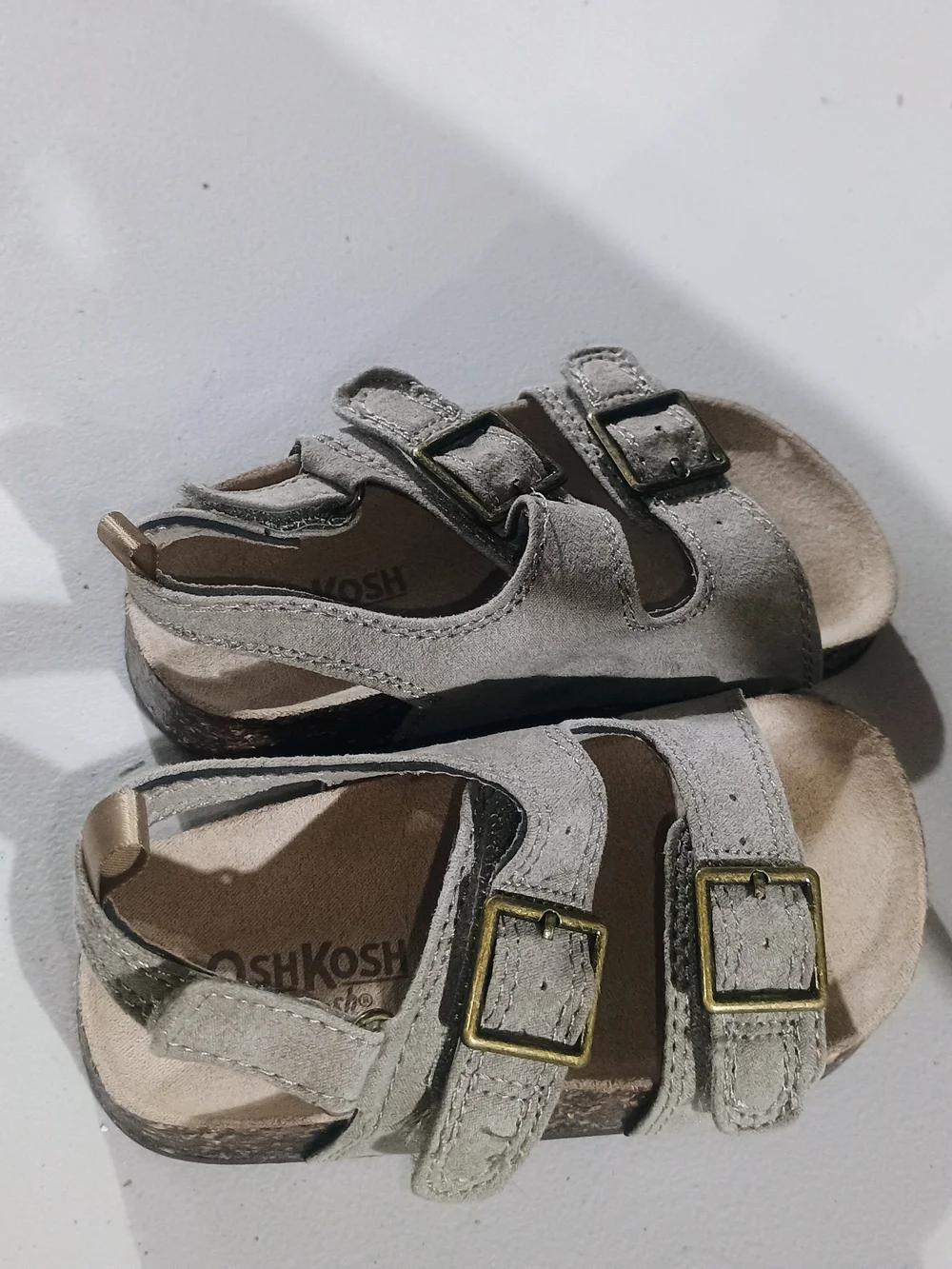 OshKosh B'gosh Neutral Taupe Suede Double Buckle Sandals